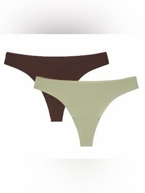 NWT - Bonded Micro and Mesh Thong Underwear Panties, 2 Pack